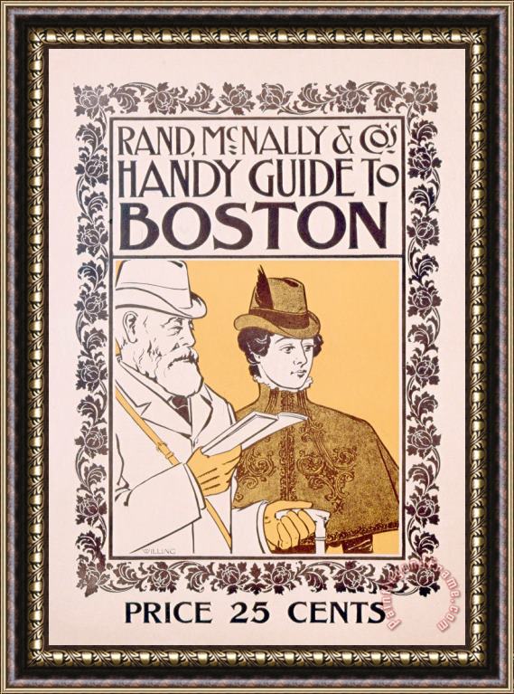 American School Poster Advertising Rand Mcnally And Co's Hand Guide To Boston Framed Painting