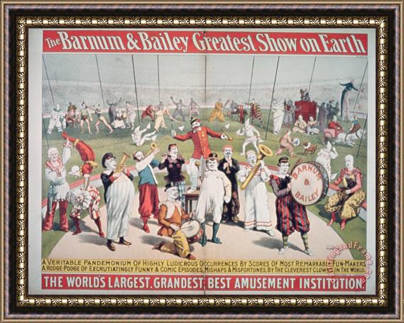 American School Poster advertising the Barnum and Bailey Greatest Show on Earth Framed Painting