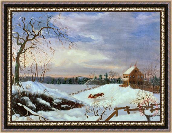 American School Snow scene in New England Framed Print