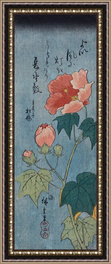 Ando Hiroshige Flowering Poppies Tanzaku Framed Print