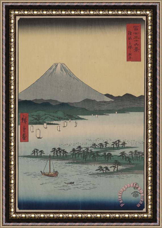 Ando Hiroshige Pine Beach at Miho in Suruga Framed Painting