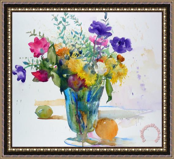 Andre Mehu Bouquet study with anemones Framed Painting