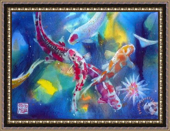 Andre Mehu Koi in a pond Framed Painting