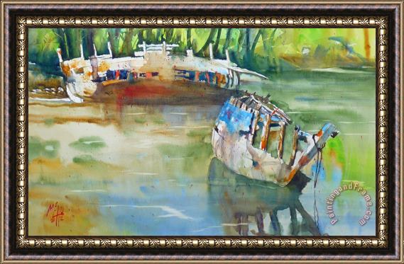 Andre Mehu Shipwrecks at Lanriot The end of the path Framed Painting