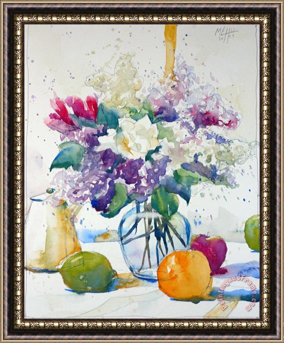Andre Mehu Sketch with lilac and freesia Framed Print