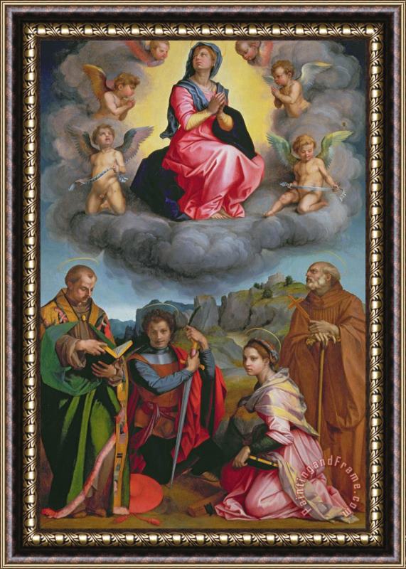 Andrea del Sarto Madonna In Glory With Four Saints Framed Painting