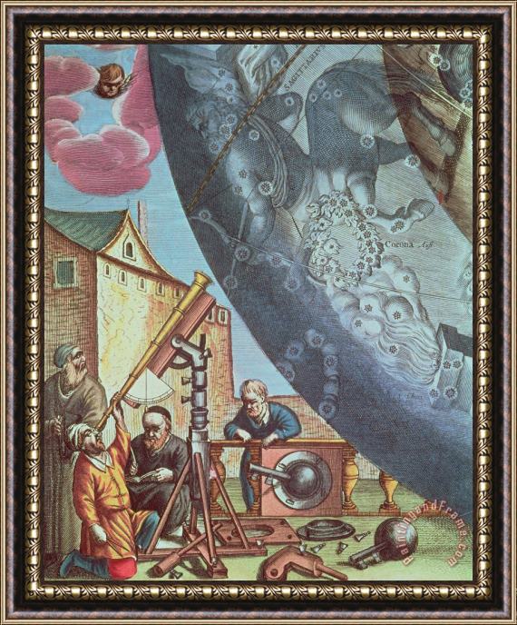 Andreas Cellarius Astronomers looking through a telescope Framed Painting