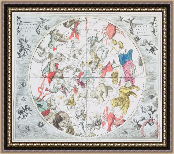 Andreas Cellarius Celestial Planisphere Showing the Signs of the Zodiac Framed Print