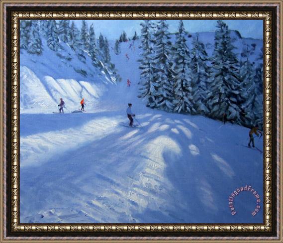 Andrew Macara Morzine ski run Framed Painting