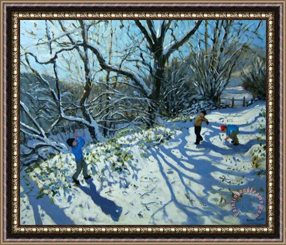 Andrew Macara Snowball fight Framed Painting