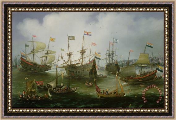 Andries van Eertvelt The Return to Amsterdam of the Second Expedition to the East Indies Framed Painting