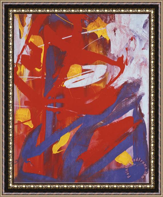 Andy Warhol Abstract Painting C 1982 Indigo Red White Framed Painting