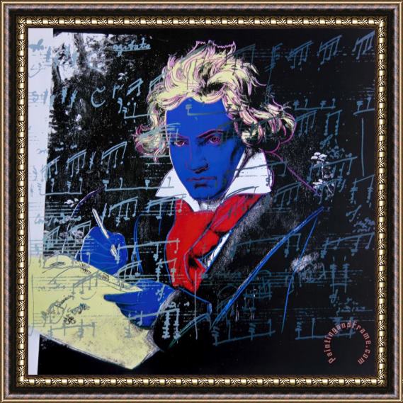 Andy Warhol Beethoven C 1987 Blue Face Framed Painting