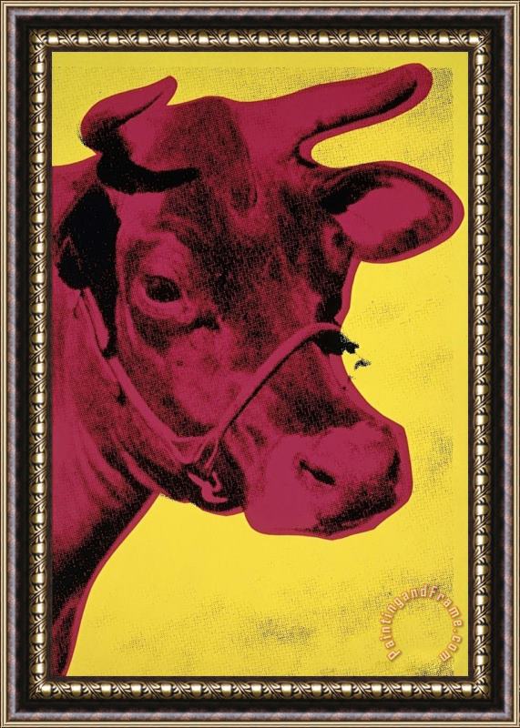 Andy Warhol Cow C 1966 Yellow And Pink Framed Print