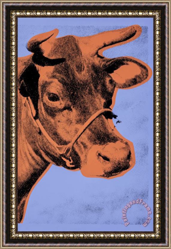 Andy Warhol Cow C 1971 Purple And Orange Framed Print