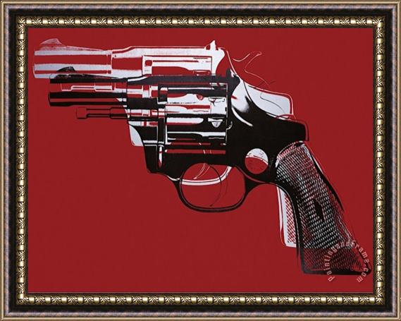 Andy Warhol Guns C 1981 82 White And Black on Red Framed Print