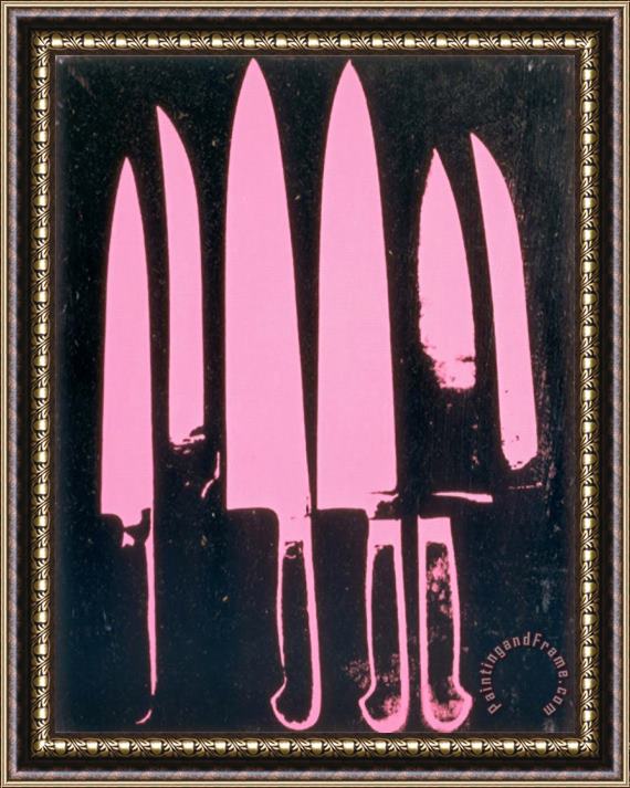 Andy Warhol Knives C.1981-82 Pink And Black Framed Painting