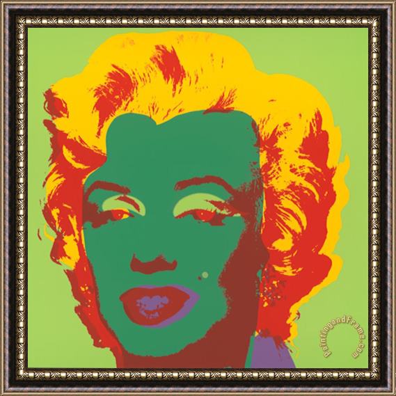 Andy Warhol Marilyn Kopf Dunkelgruen Rot Gelb Framed Painting