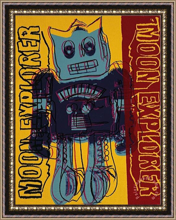 Andy Warhol Moon Explorer Robot C 1983 Blue Yellow Framed Print