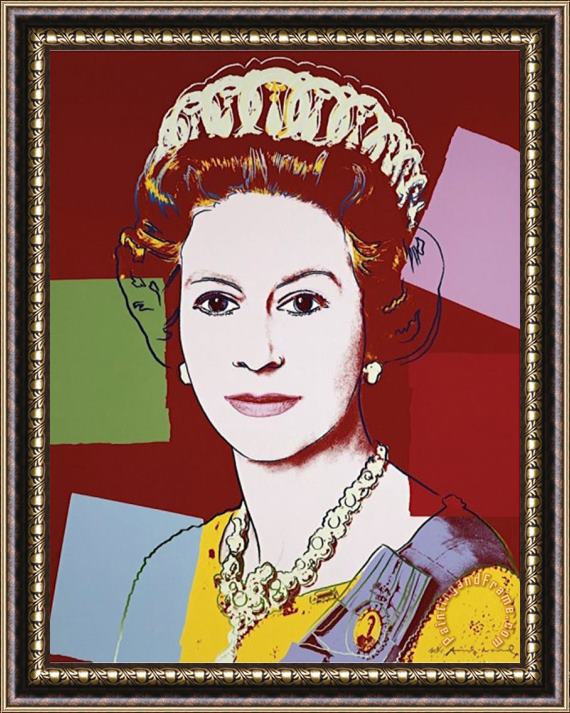 Andy Warhol Reigning Queens Queen Elizabeth II of The United Kingdom C 1985 Dark Outline Framed Painting