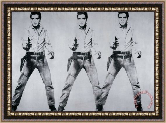 Andy Warhol Triple Elvis Framed Painting