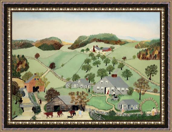 Anna Mary Robertson (grandma) Moses The Old Oaken Bucket in 1800, 1943 Framed Painting