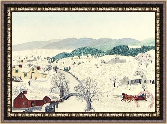 Anna Mary Robertson (grandma) Moses To Grandma's House We Go on Thanksgiving Day, 1942 Framed Print