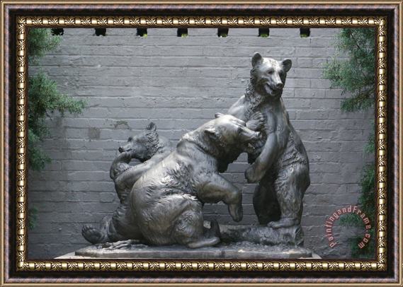 Anna Vaughan Hyatt Huntington Brown Bears Framed Painting