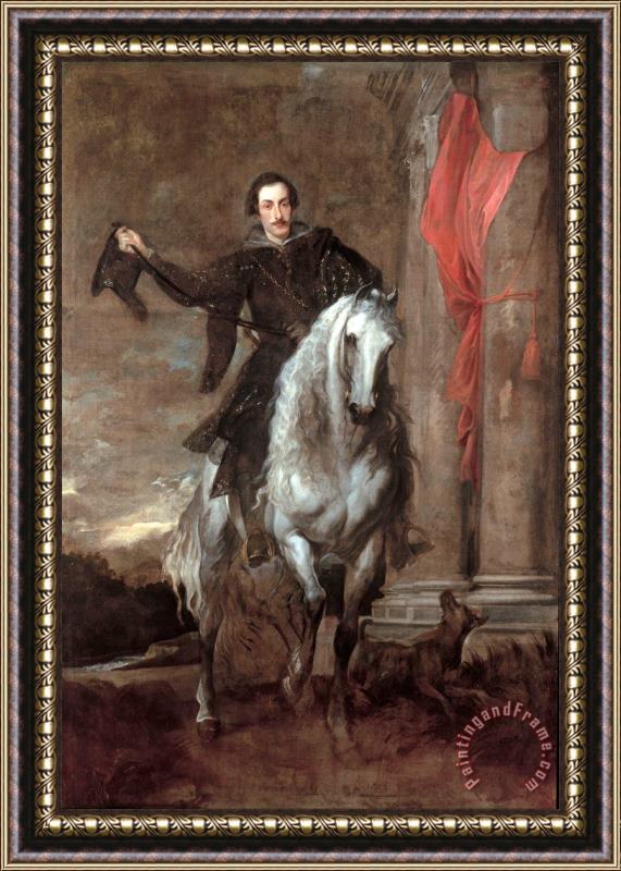 Anthonie Van Dyck Anton Giulio Brignole Sale on Horseback Framed Painting
