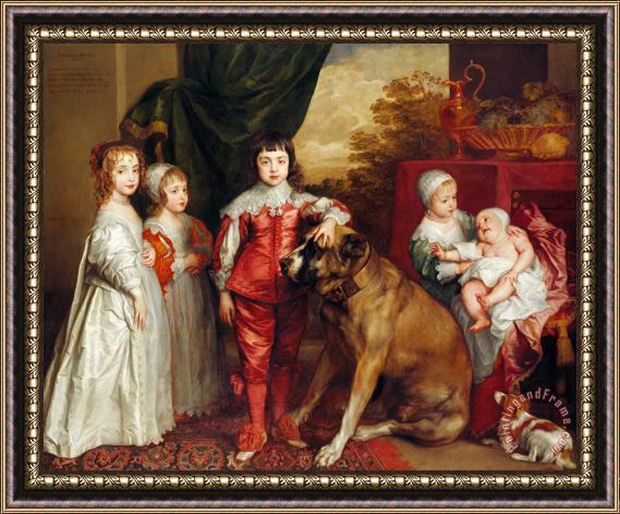 Anthonie Van Dyck Five Eldest Children of Charles I Framed Painting