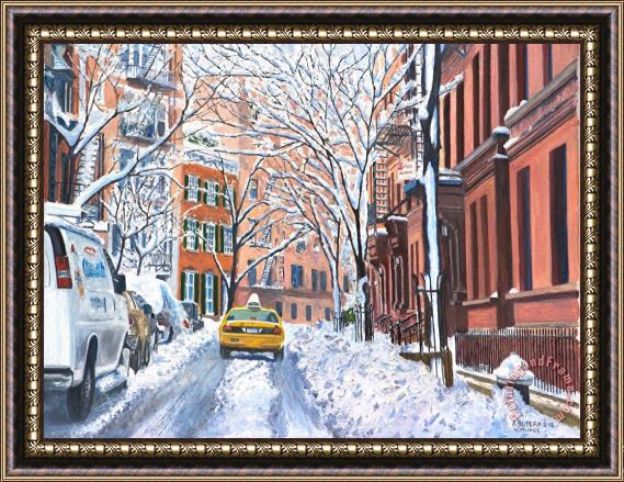 Anthony Butera Snow West Village New York City Framed Painting