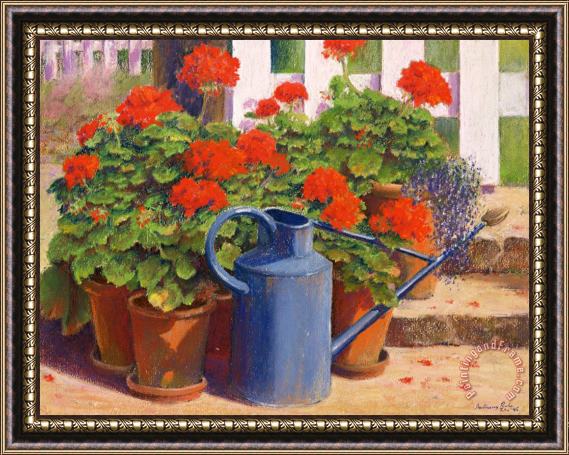 Anthony Rule The blue watering can Framed Print