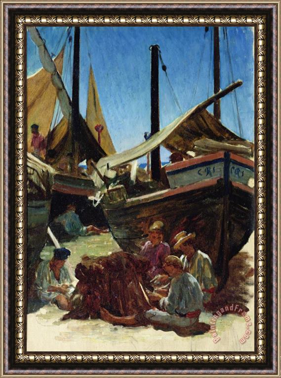 Antoine Auguste Ernest Hebert Anzio The Port Framed Painting