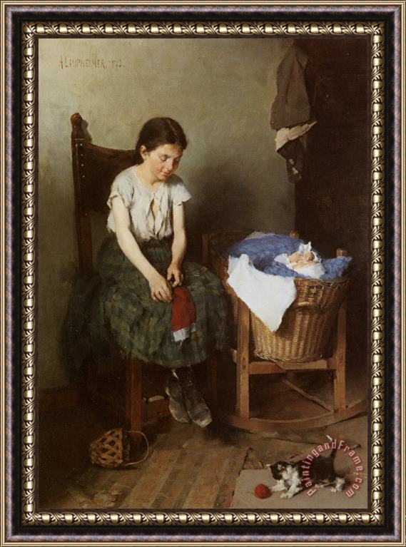 Anton Laupheimer Die Grosse Schwester Framed Painting