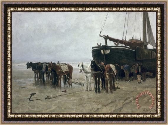 Anton Mauve Boat on the Beach at Scheveningen Framed Painting
