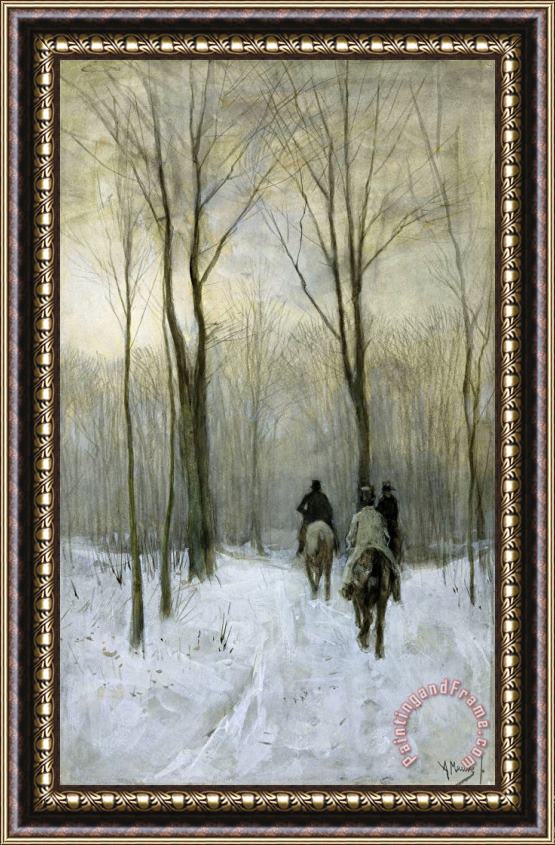 Anton Mauve Riders in The Snow in The Haagse Bos Framed Print