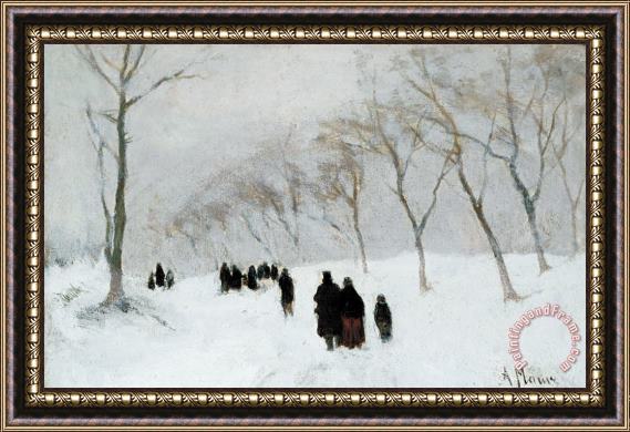 Anton Mauve Snow Storm Framed Painting