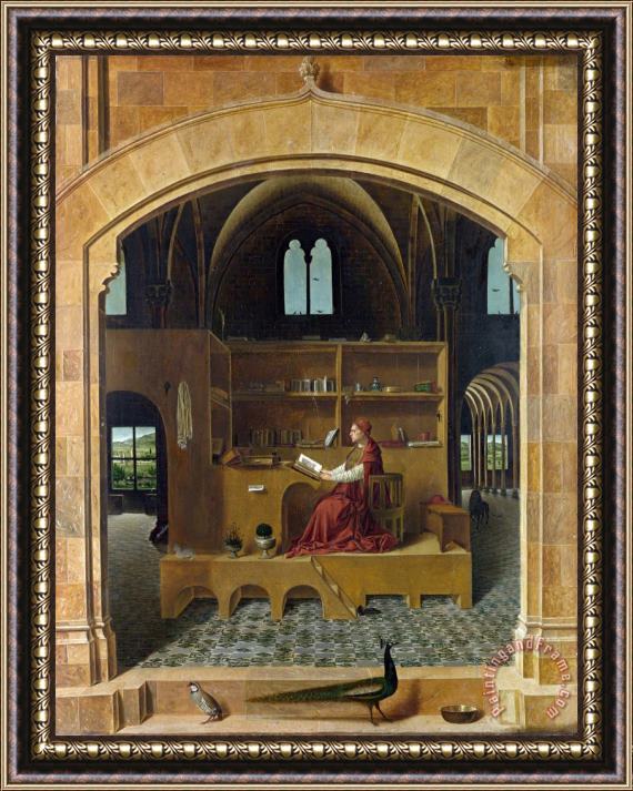 Antonello da Messina Saint Jerome in His Study Framed Painting