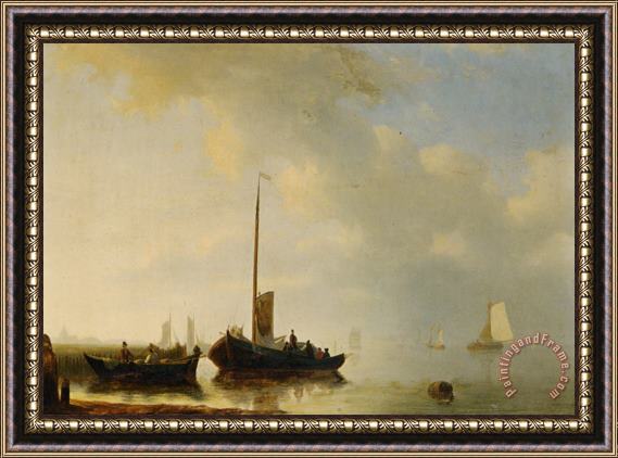 Antonie Waldorp Sailing Vessels Off The Dutch Coast Framed Painting