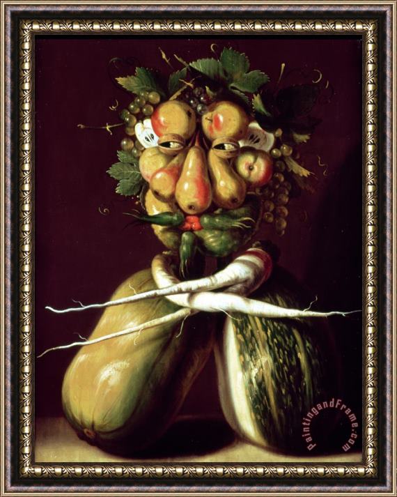 Arcimboldo Whimsical Portrait Framed Painting