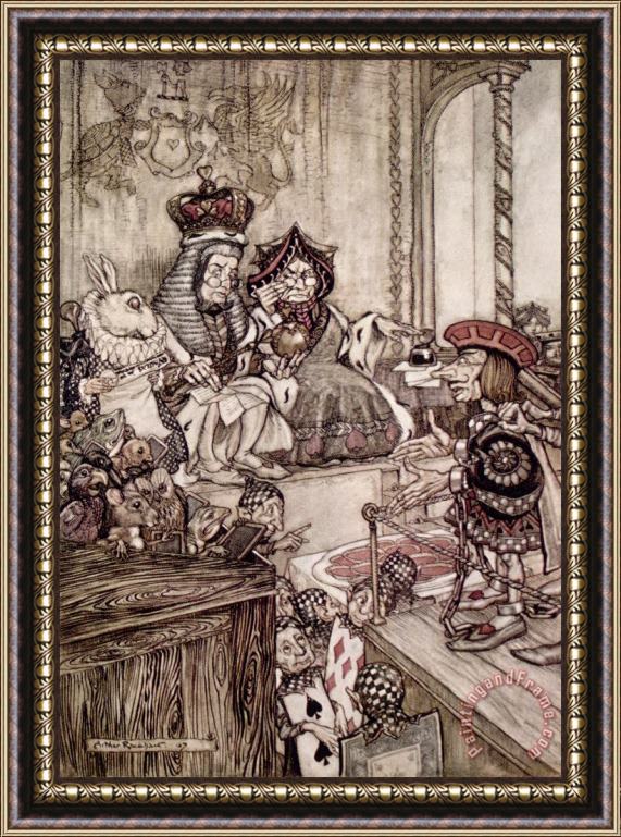 Arthur Rackham Knave Before The King And Queen Of Hearts Illustration To Alice S Adventures In Wonderland Framed Painting
