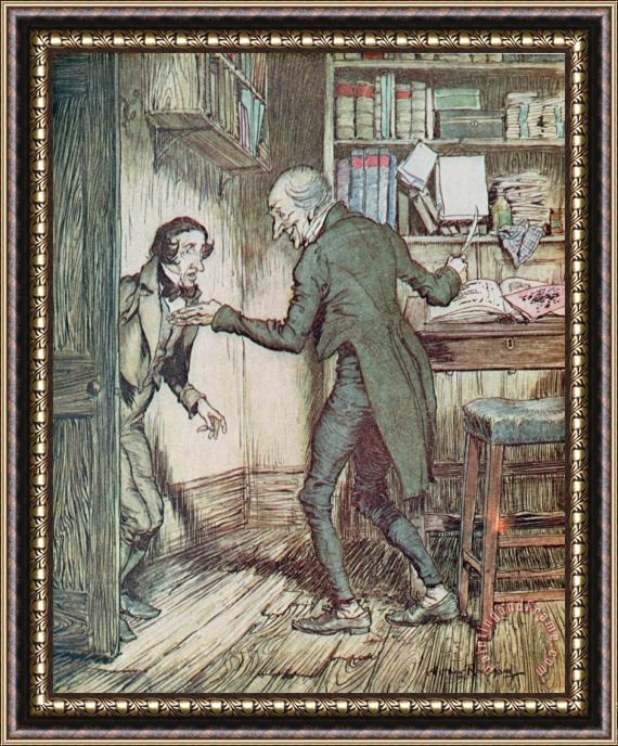 Arthur Rackham Scrooge and Bob Cratchit Framed Painting