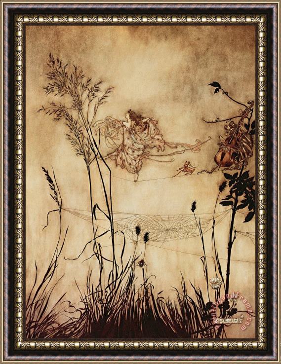 Arthur Rackham The Fairy's Tightrope from Peter Pan in Kensington Gardens Framed Painting