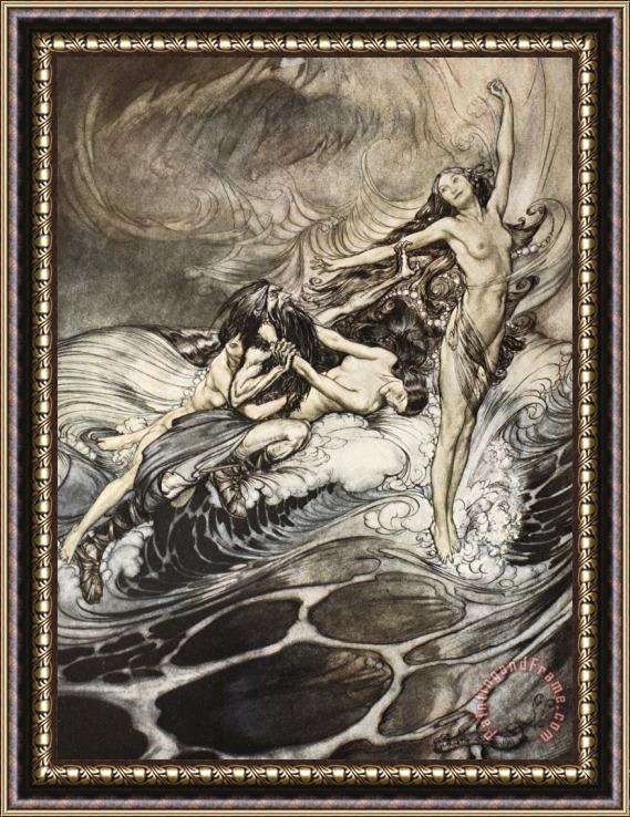 Arthur Rackham The Rhinemaidens Obtain Possession Of The Ring And Bear It Off In Triumph Framed Print
