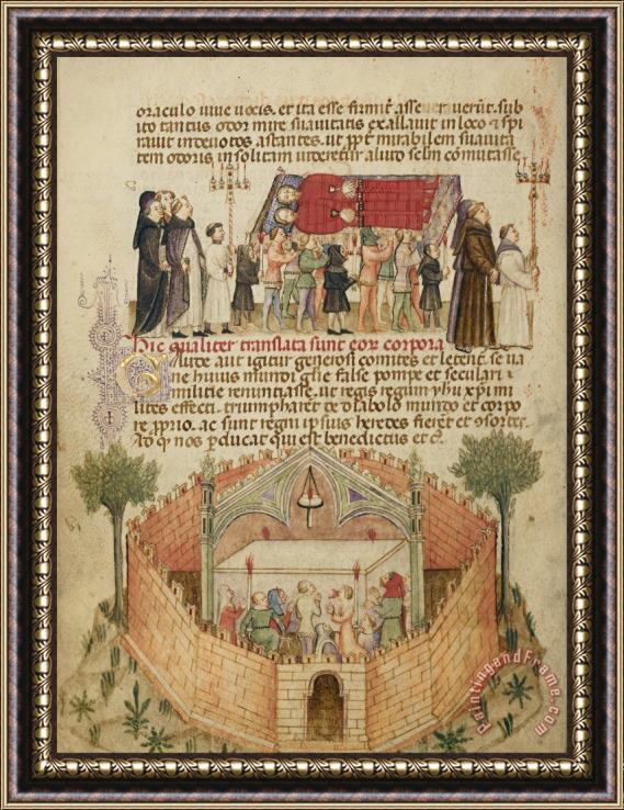 Attributed to Anovelo da Imbonate  The Translation of The Bodies of Aimo And Vermondo; The People of Milan Praying at The Altar Where a Framed Print