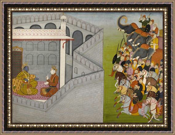 Attributed to Fattu The Siege of Mathura by Jarasandha From The Series Guler Basholi Bhagavata Purana Framed Painting