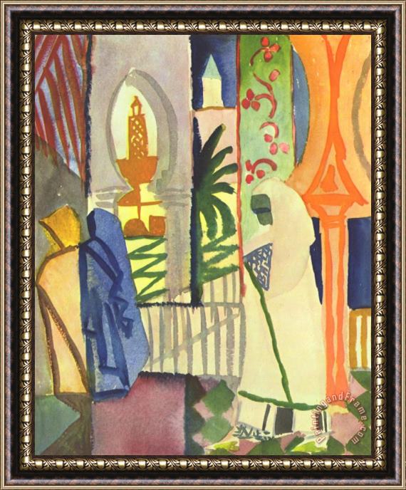 August Macke In The Temple Hall Framed Painting
