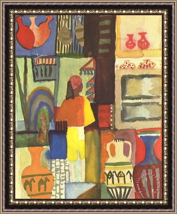 August Macke Tunisian Market Framed Painting