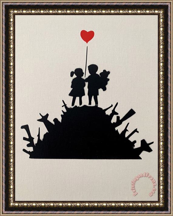 Banksy Dismaland Kids with Weapons with Coa, 2015 Framed Print