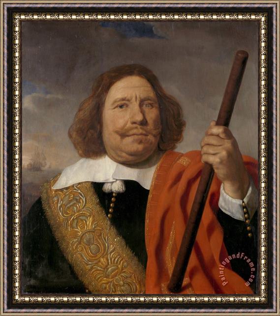 Bartholomeus Van Der Helst Portrait of Egbert Meeuwsz Cortenaer, Lieutenant Admiral of The Meuse Framed Painting